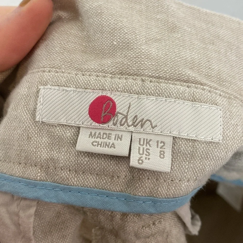 Boden neutral tan linen blend shorts
